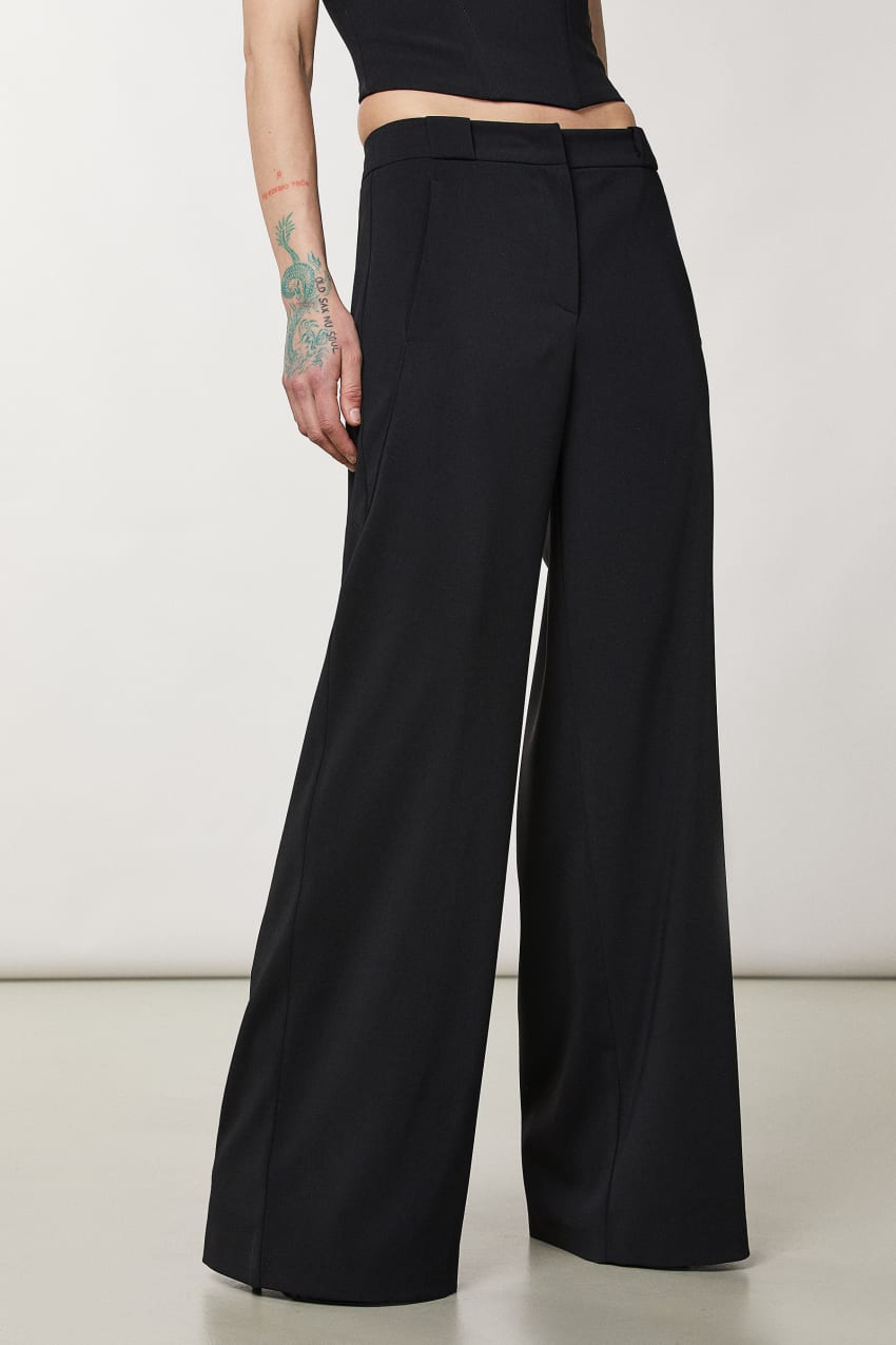 Patrizia Pepe Essential Palazzo Pants Fekete | PXKYM7624