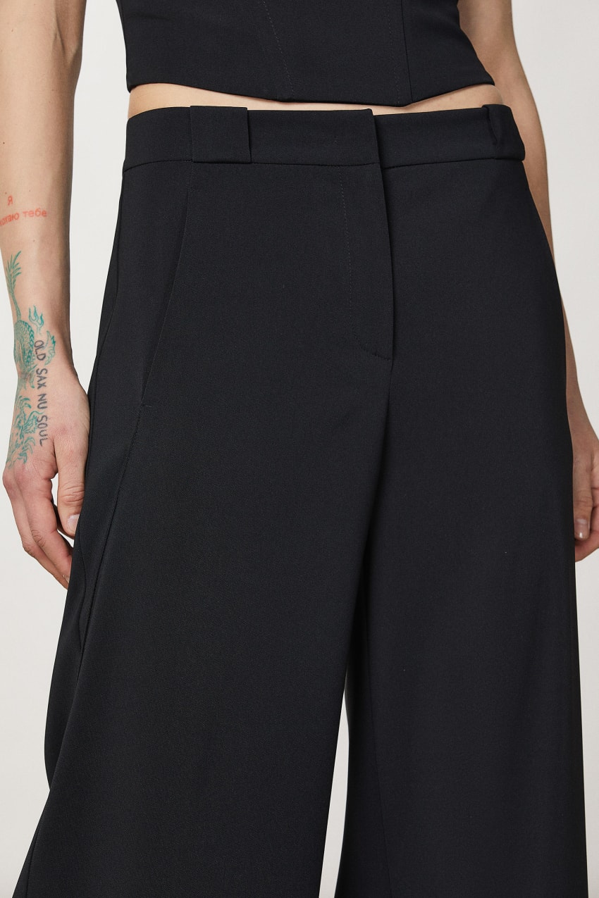 Patrizia Pepe Essential Palazzo Pants Fekete | PXKYM7624