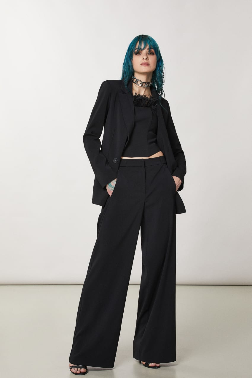 Patrizia Pepe Essential Palazzo Pants Fekete | PXKYM7624