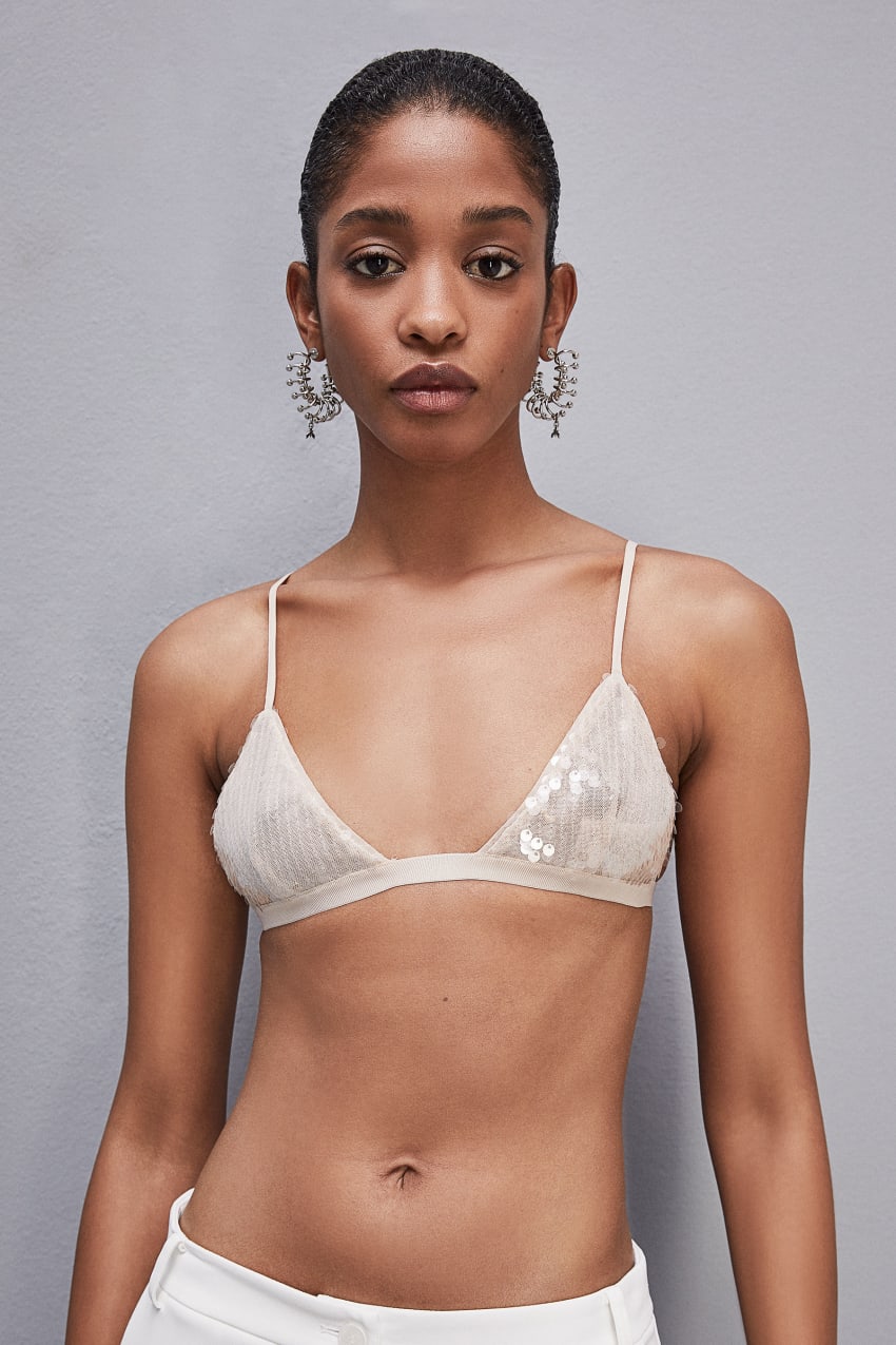 Patrizia Pepe Essential Sequined Bra Bézs | BQIDK3198