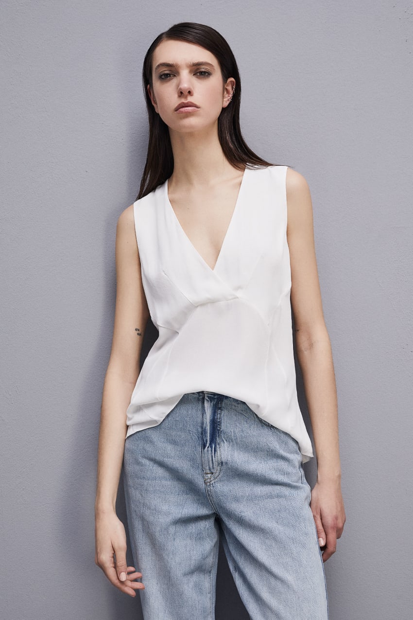 Patrizia Pepe Essential Sleeveless Top Fehér | TEMSB9130