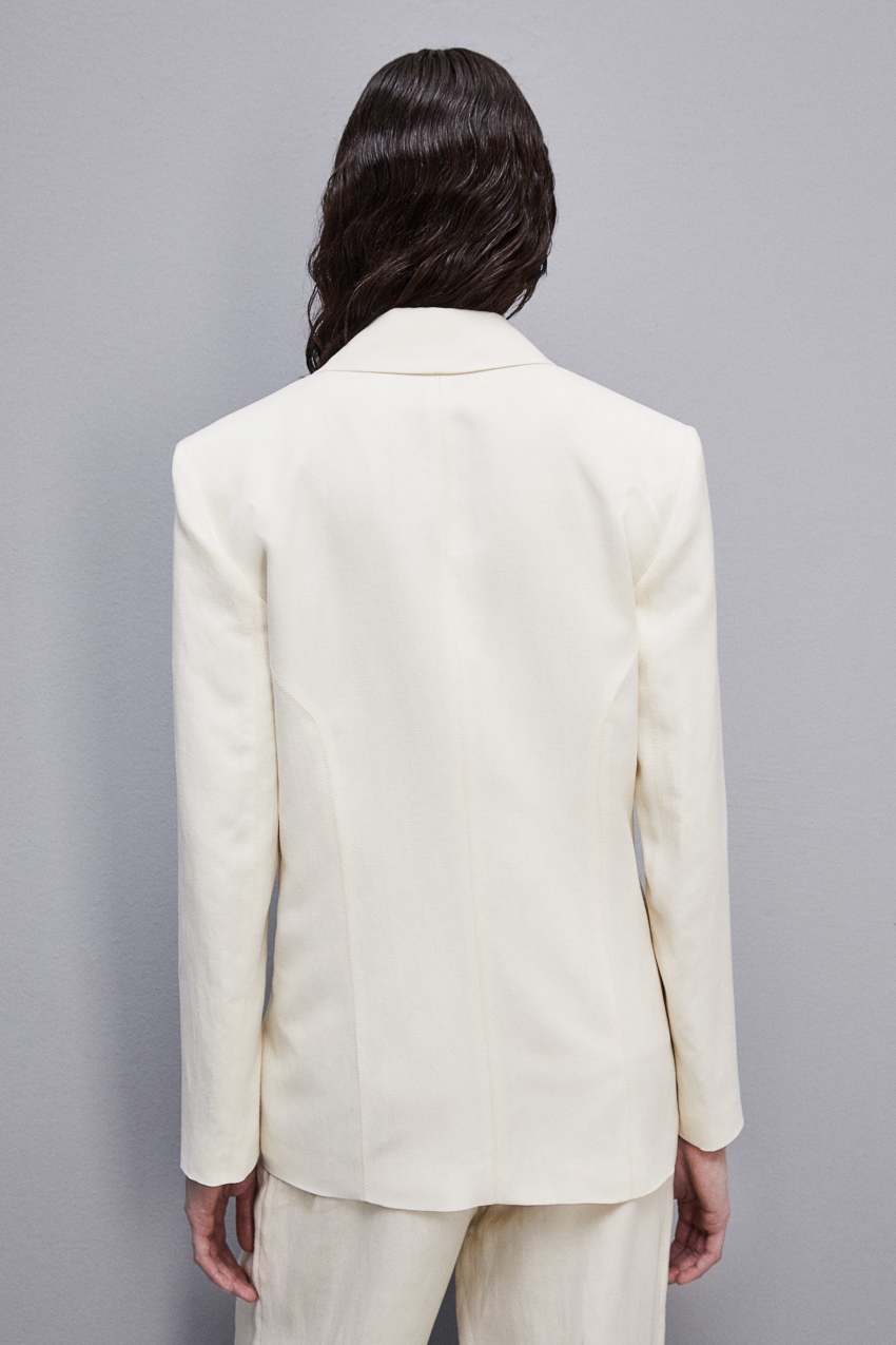 Patrizia Pepe Essential Viscose And Linen Jacket Fehér | TVHBU7263