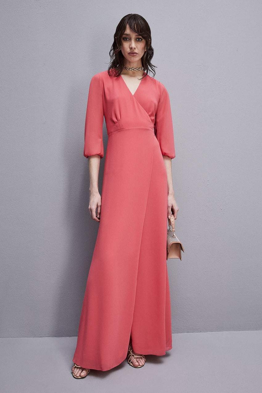 Patrizia Pepe Extra Long Wrap Dress In Georgette Rózsaszín | NBITC2816