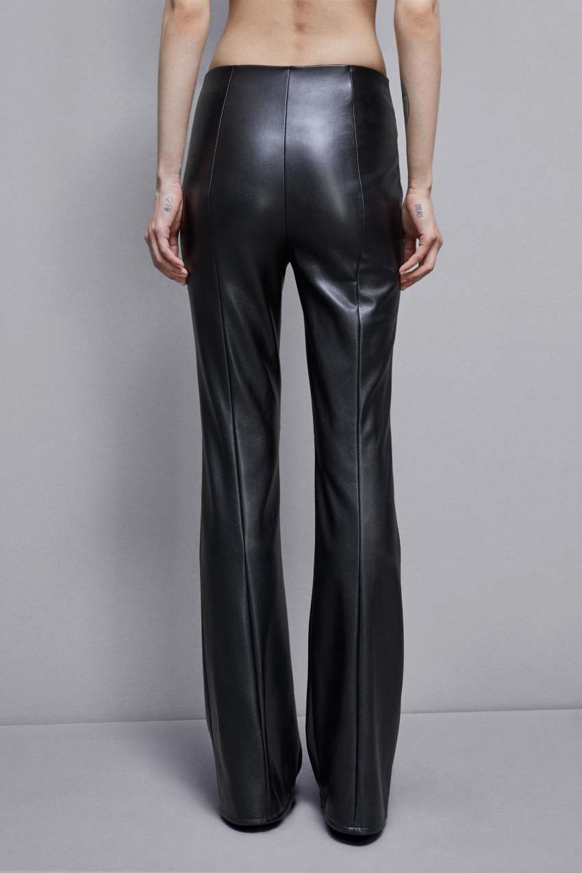 Patrizia Pepe Faux Leather High-waisted Flared Pants Fekete | YQFBC3260