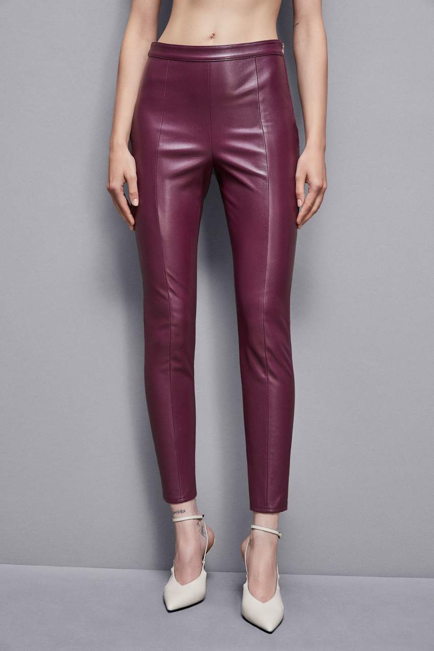 Patrizia Pepe Faux Leather Leggings Lila | BWFQZ4275