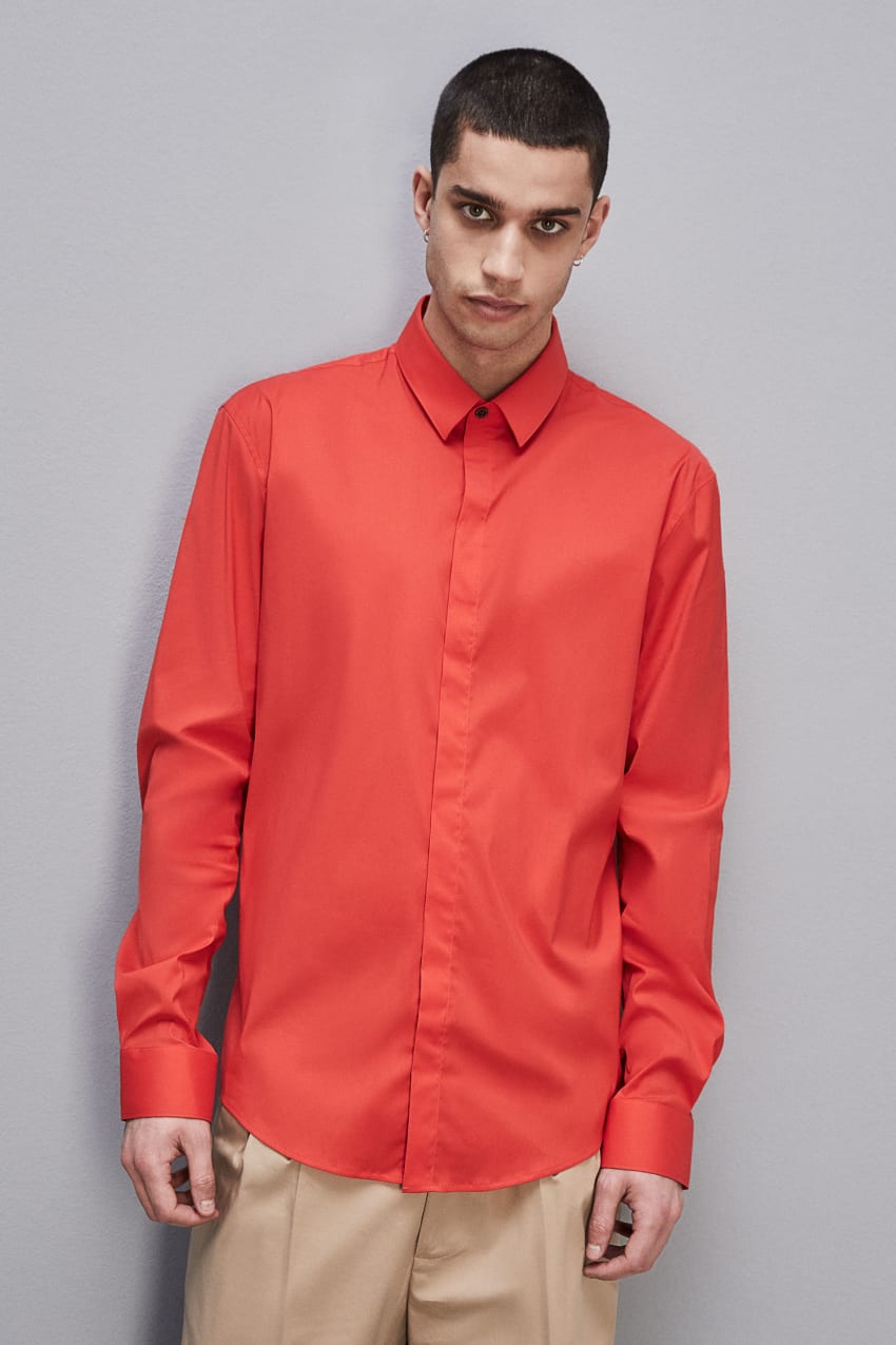 Patrizia Pepe Fitted Shirt Without Pleats In Viscose Twill Piros | NKQAE0458