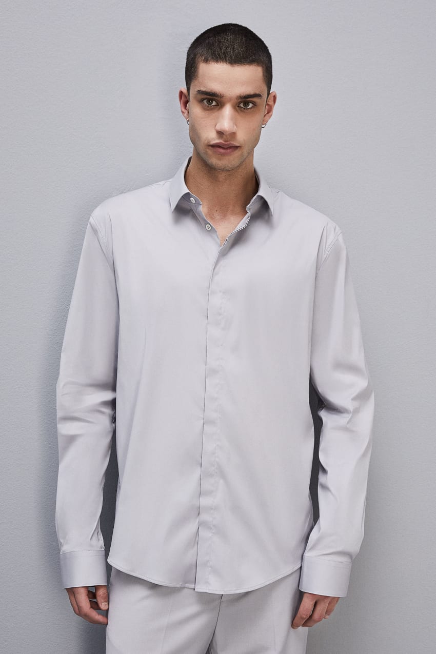 Patrizia Pepe Fitted Shirt Without Pleats In Viscose Twill Szürke | YOVQA2685