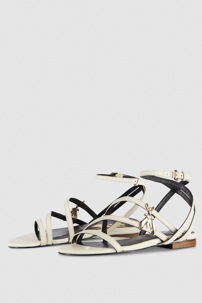 Patrizia Pepe Flat Leather Sandals Bézs | SLCIT1748