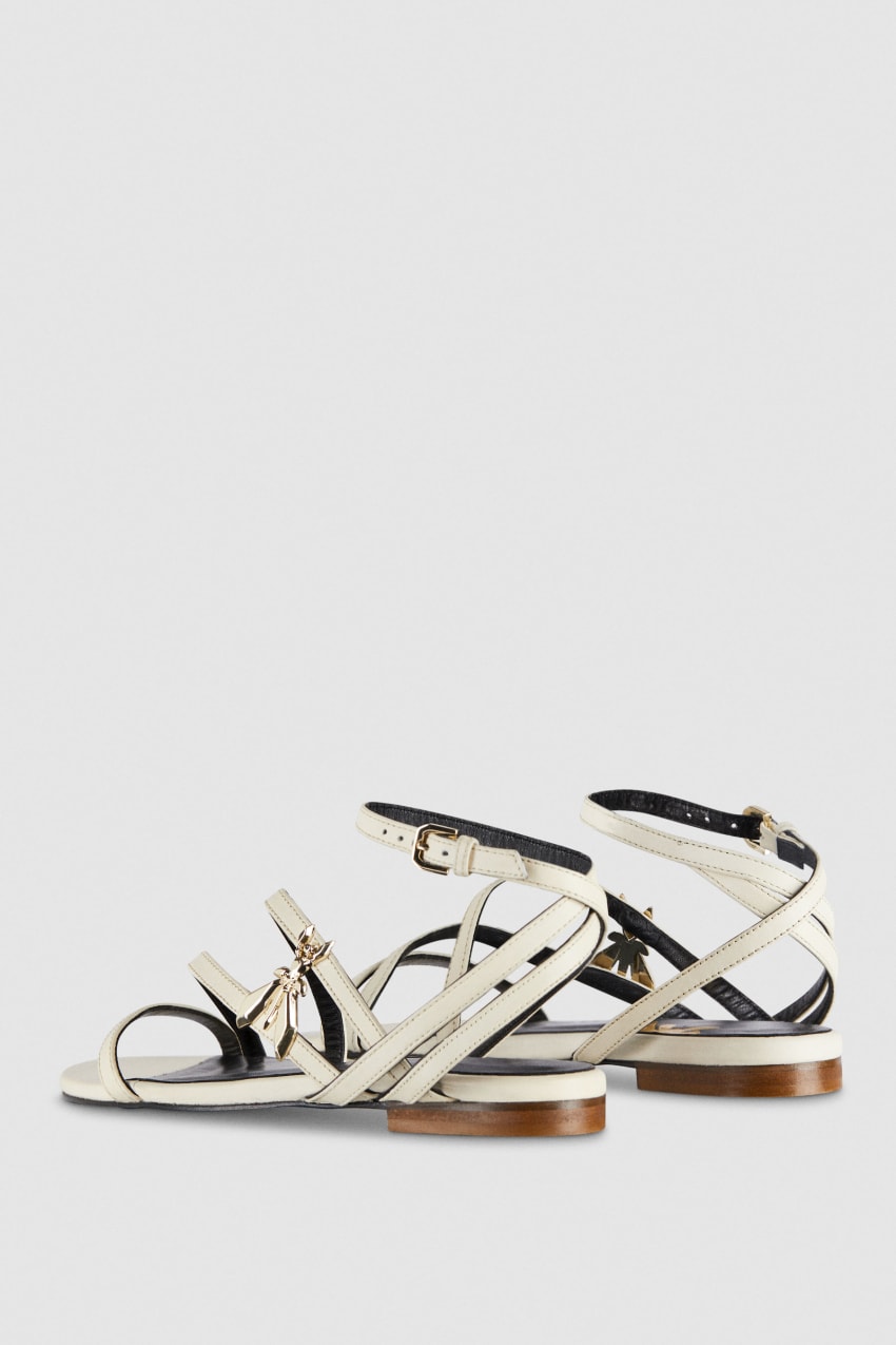 Patrizia Pepe Flat Leather Sandals Bézs | SLCIT1748