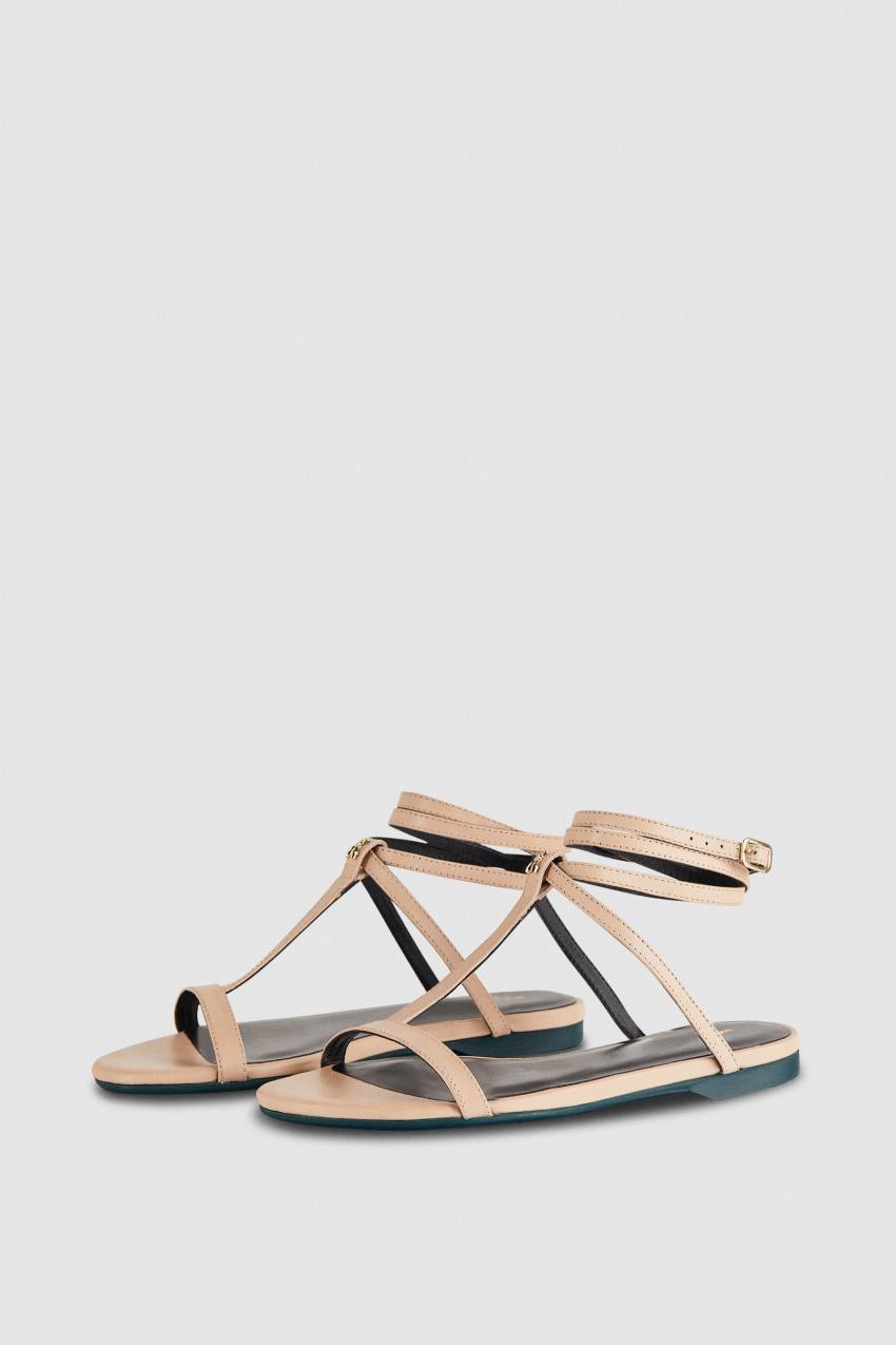 Patrizia Pepe Flat Sandals With Ankle Strap Bézs | SVUQH6081