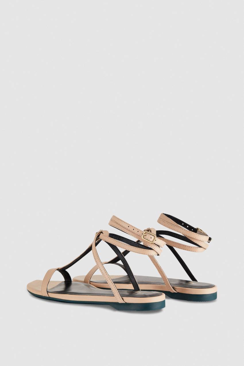 Patrizia Pepe Flat Sandals With Ankle Strap Bézs | SVUQH6081