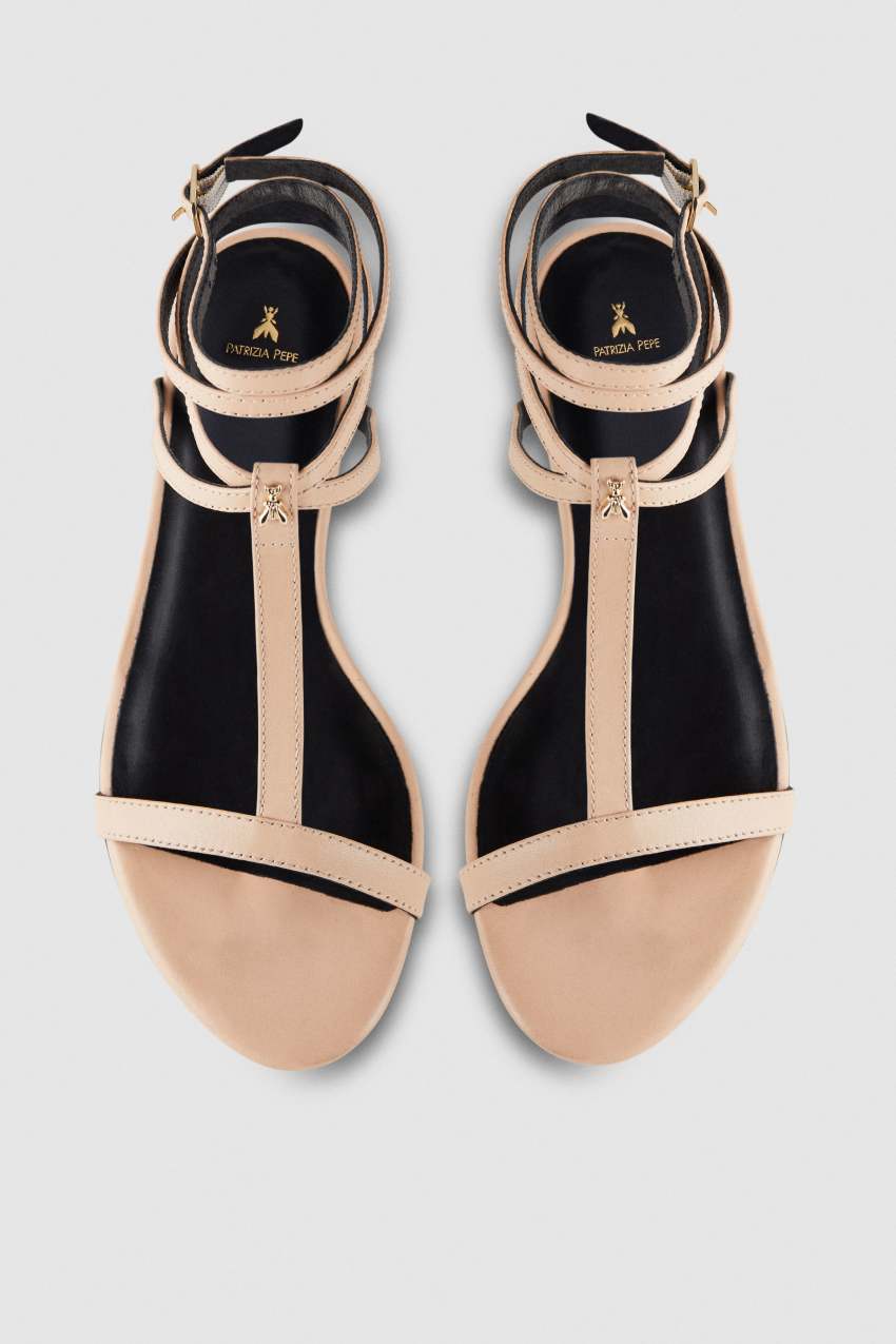 Patrizia Pepe Flat Sandals With Ankle Strap Bézs | SVUQH6081