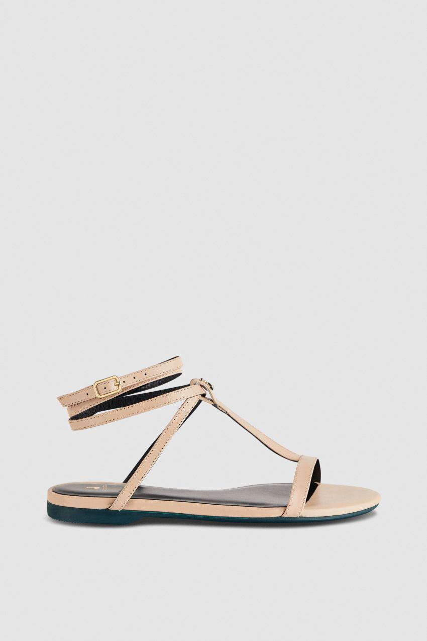 Patrizia Pepe Flat Sandals With Ankle Strap Bézs | SVUQH6081