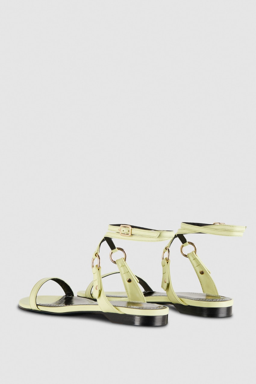 Patrizia Pepe Flat Smooth Leather Sandals Sárga | FIWSV9165