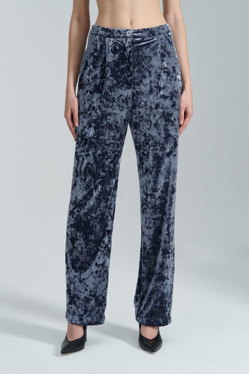 Patrizia Pepe Flowing Velvet Pants Kék | RDVNC3019