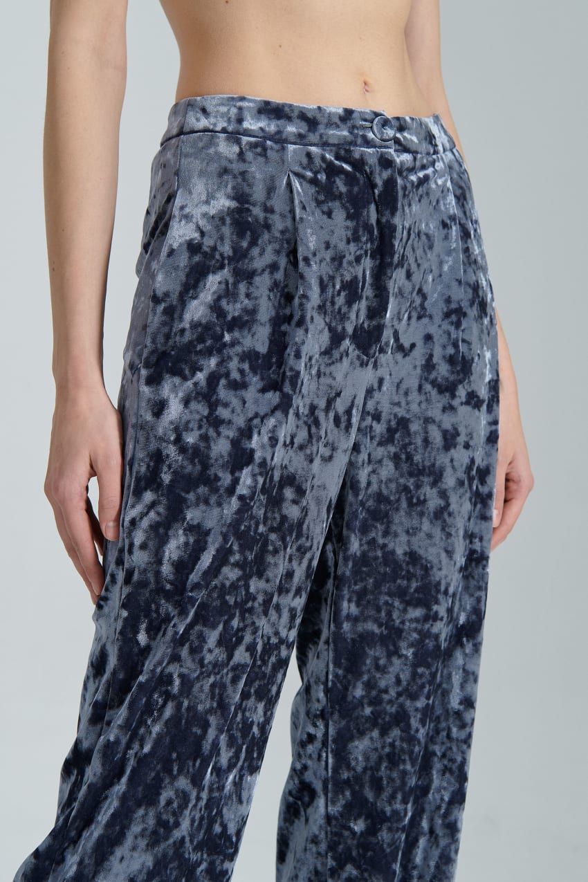 Patrizia Pepe Flowing Velvet Pants Kék | RDVNC3019