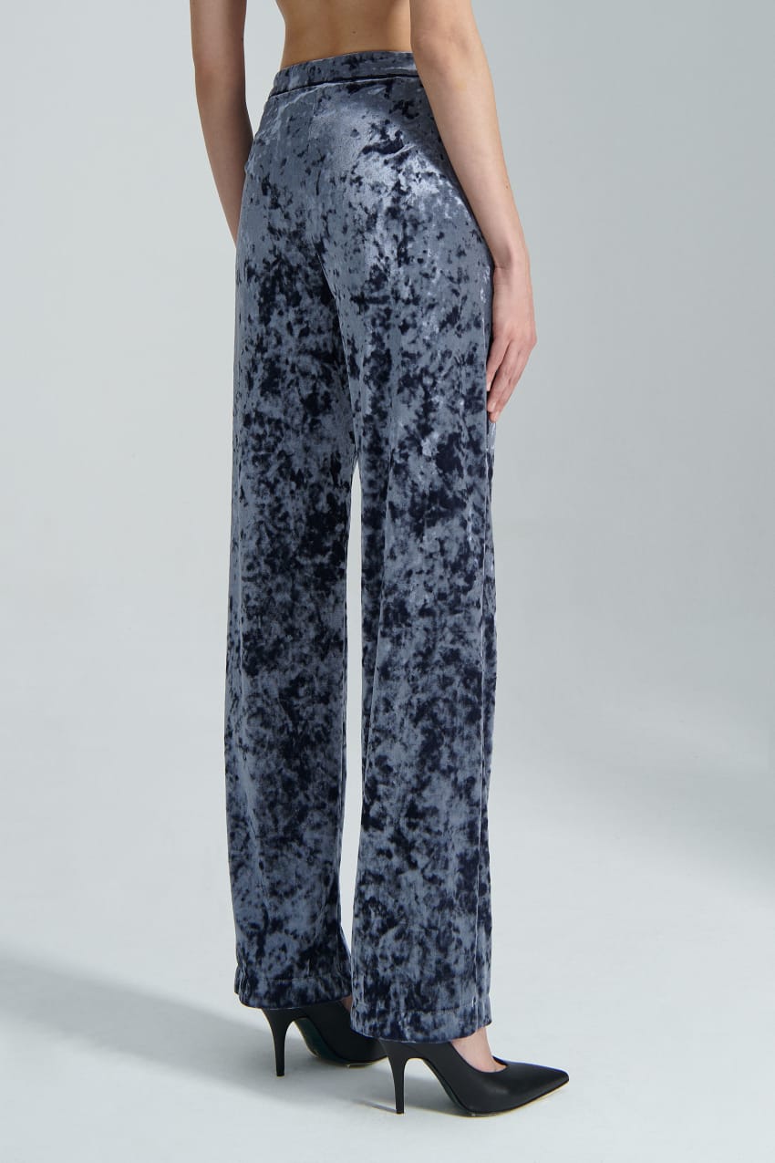 Patrizia Pepe Flowing Velvet Pants Kék | RDVNC3019