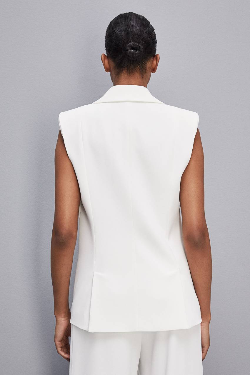 Patrizia Pepe Fluid Twill Sleeveless Vest Fehér | GSVXQ3817