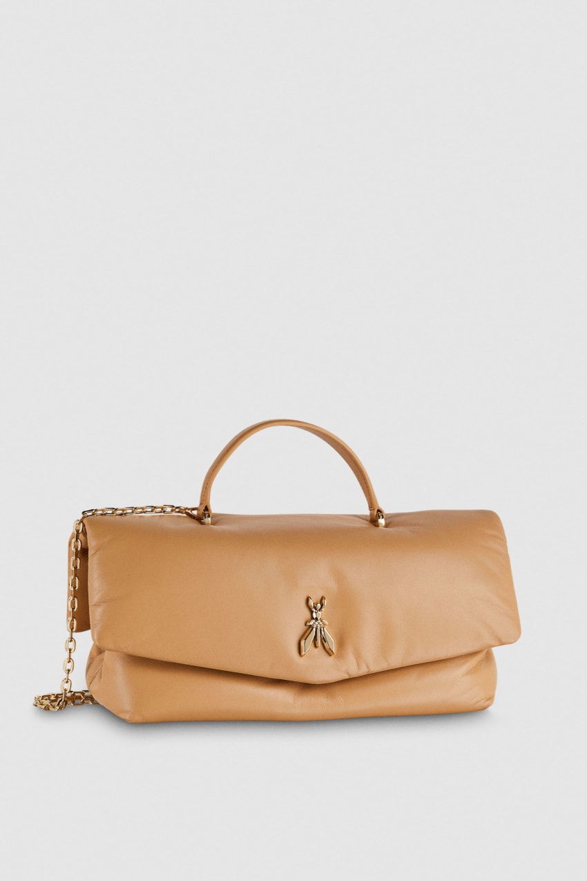 Patrizia Pepe Fly Bamby Leather Shoulder Bag Bézs | KEOMJ9653