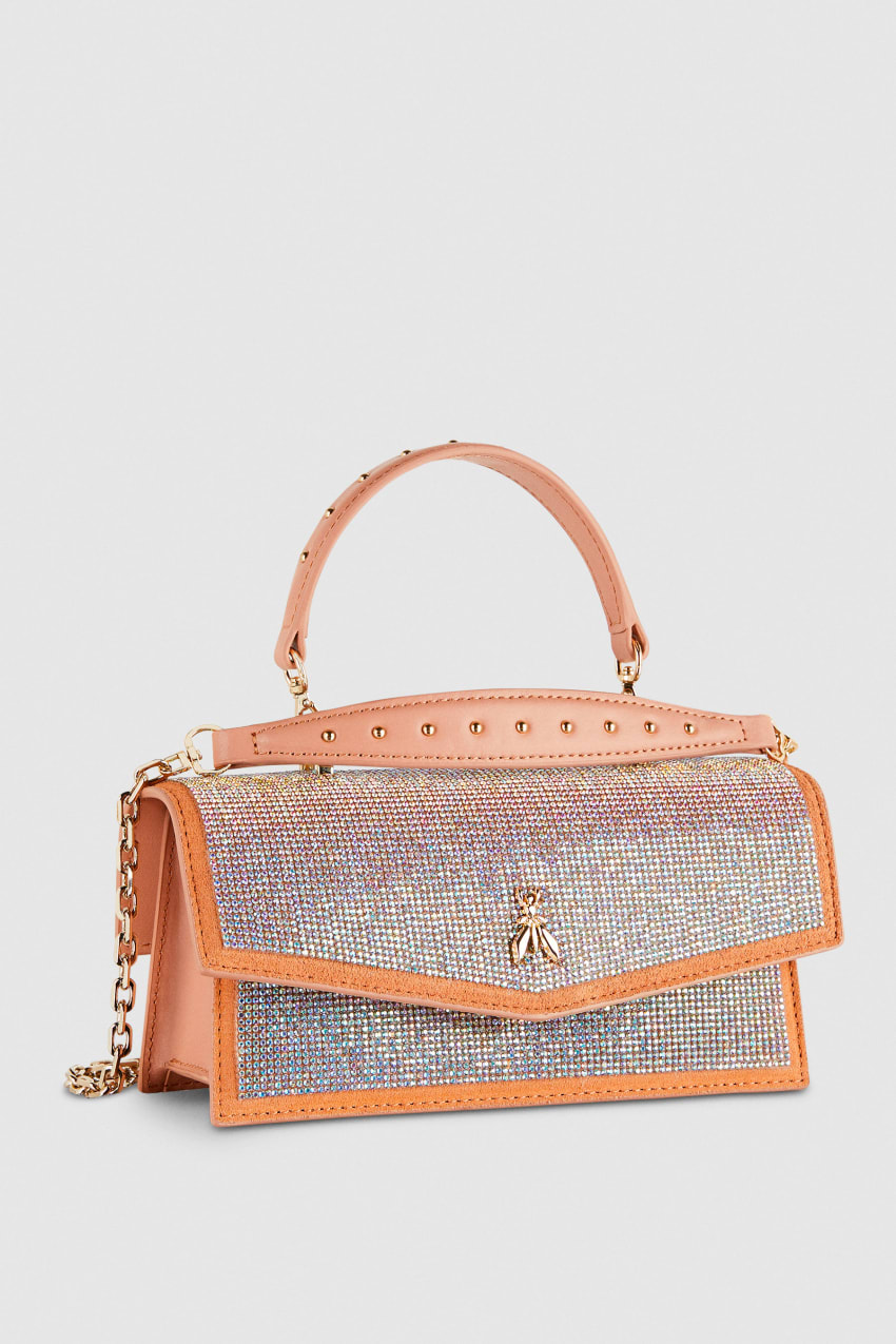 Patrizia Pepe Fly Bamby Shoulder Bag With Rhinestones Rózsaszín | GXOEI4391