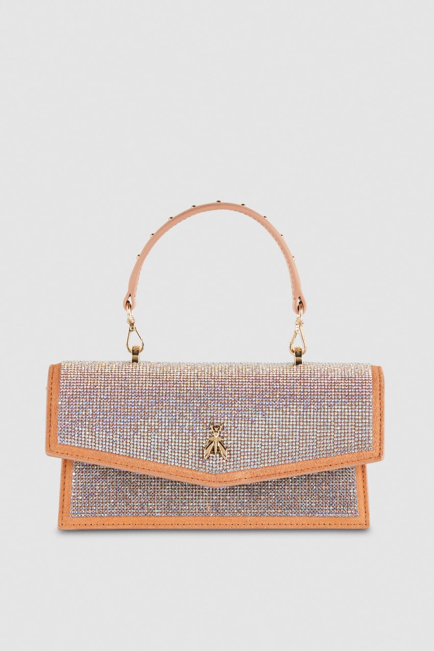 Patrizia Pepe Fly Bamby Shoulder Bag With Rhinestones Rózsaszín | GXOEI4391