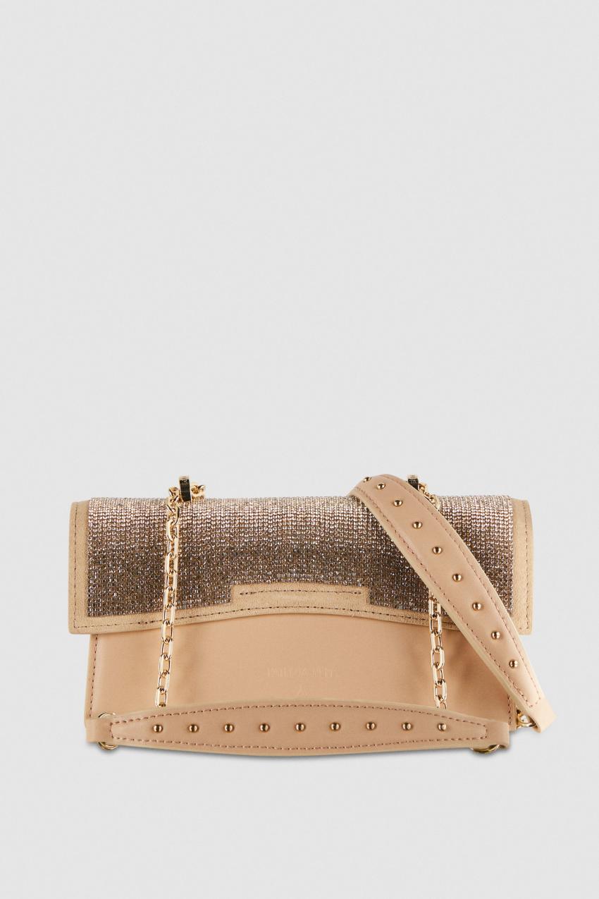 Patrizia Pepe Fly Bamby Shoulder Bag With Rhinestones Bézs | LADXQ8269