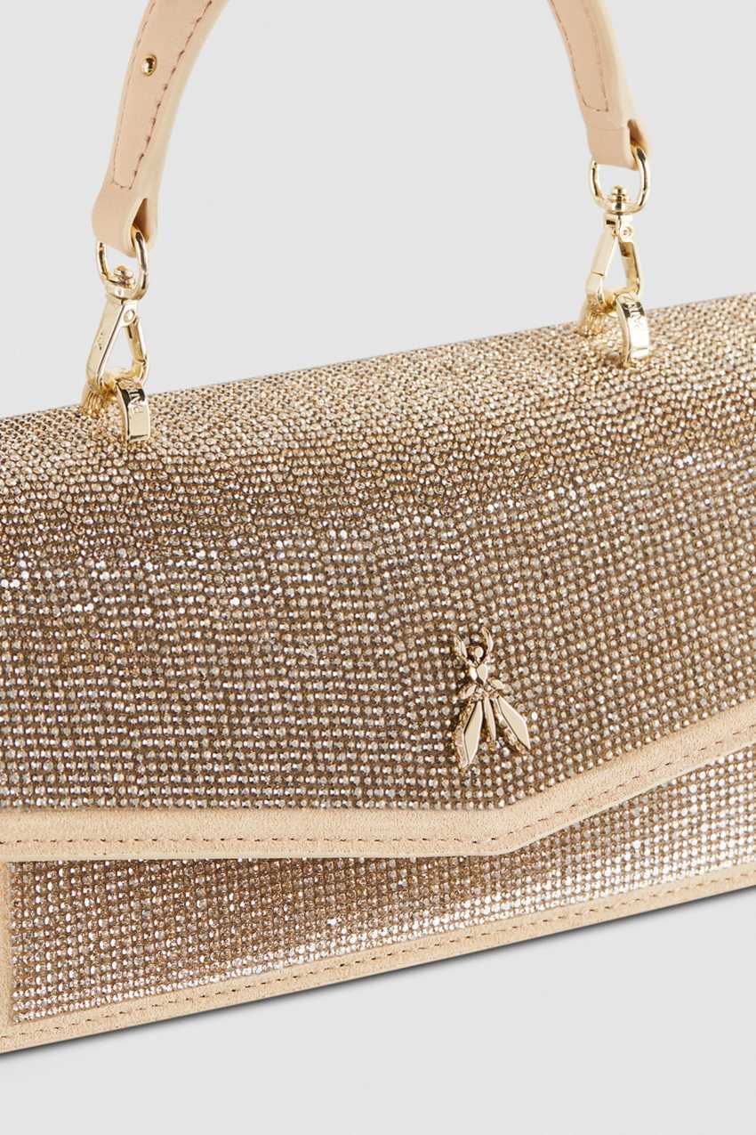 Patrizia Pepe Fly Bamby Shoulder Bag With Rhinestones Bézs | LADXQ8269