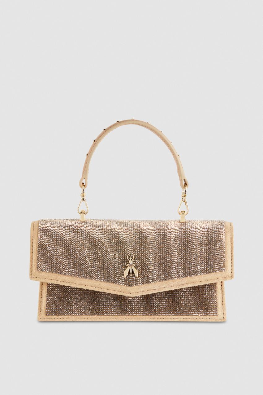 Patrizia Pepe Fly Bamby Shoulder Bag With Rhinestones Bézs | LADXQ8269