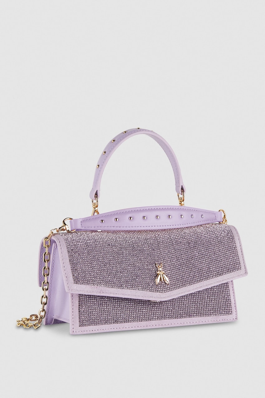 Patrizia Pepe Fly Bamby Shoulder Bag With Rhinestones Rózsaszín | OUFSX2384