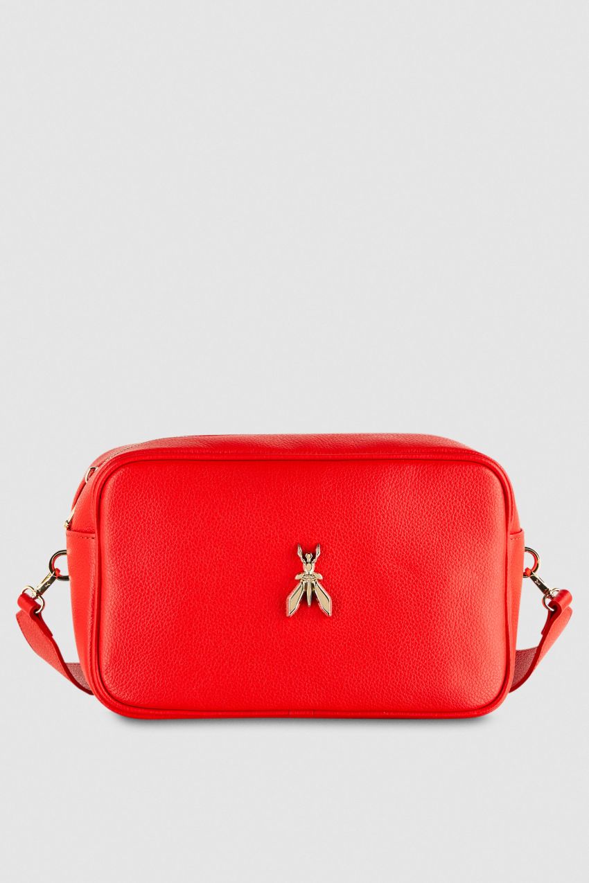 Patrizia Pepe Fly Camera Leather Bag With Chain Piros | QUPES7286