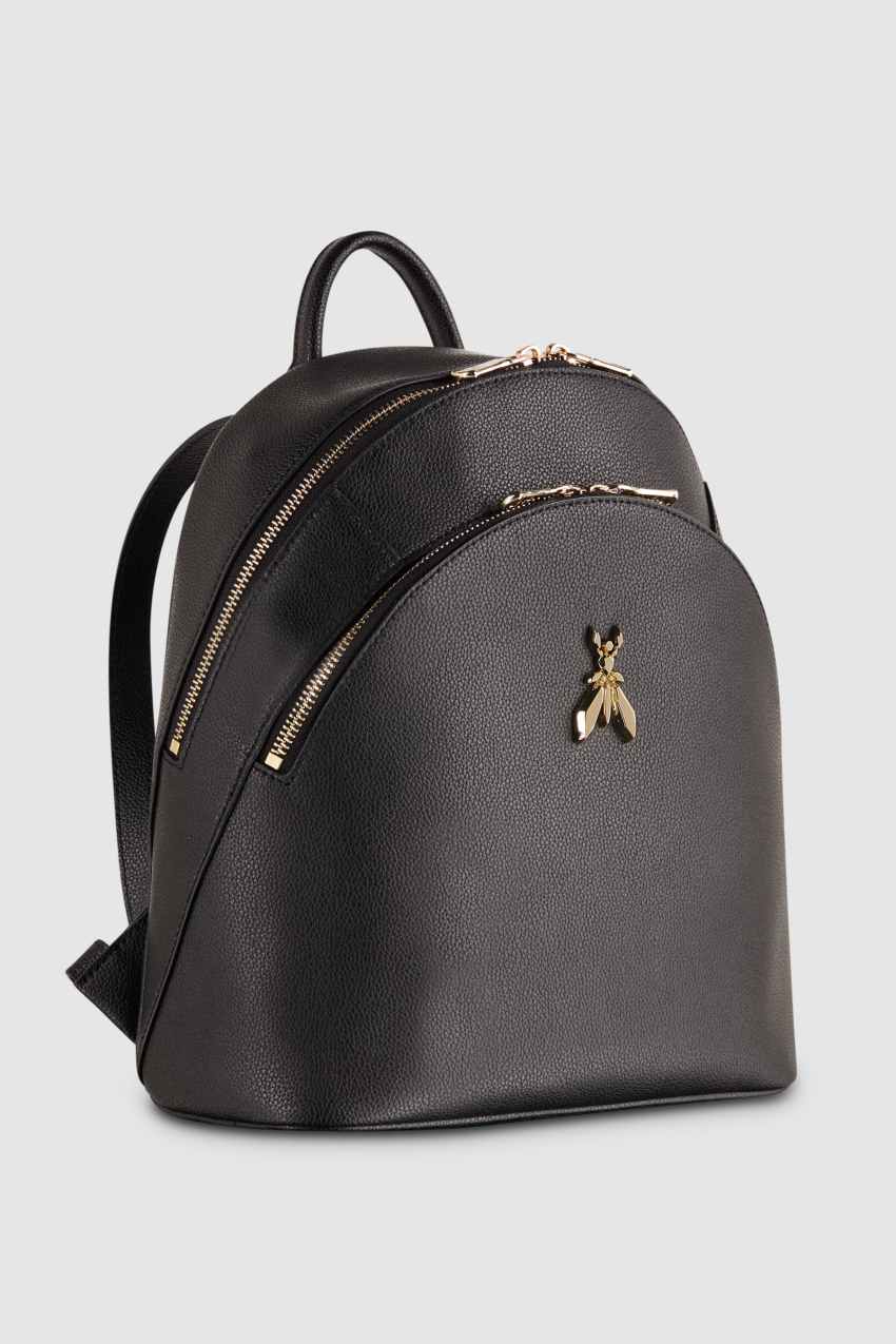 Patrizia Pepe Fly Leather Backpack With Double Pocket Fekete | QDRSB7530