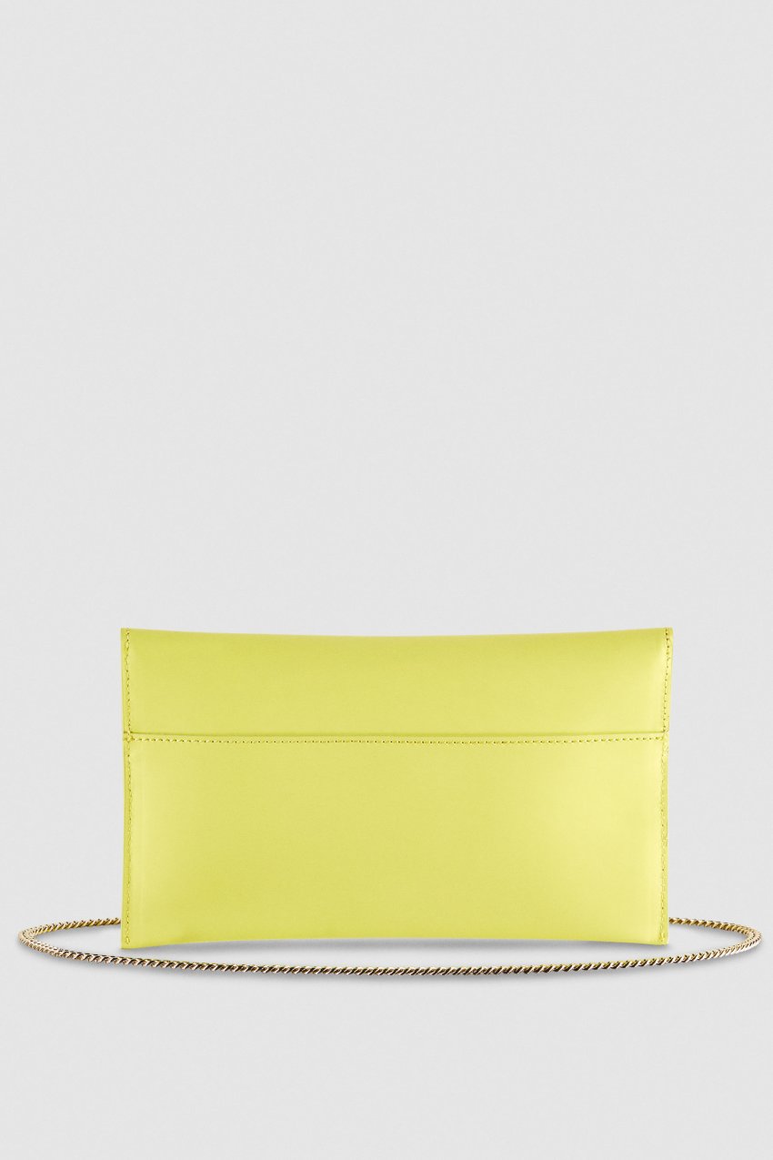 Patrizia Pepe Fly Leather Clutch Bag With Chain Sárga | CMQTW0834