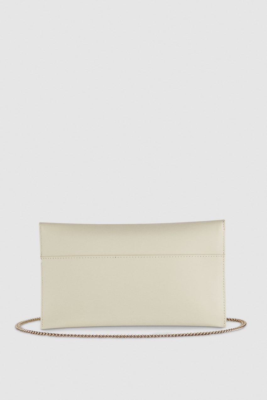 Patrizia Pepe Fly Leather Clutch Bag With Chain Bézs | MIEJU4257