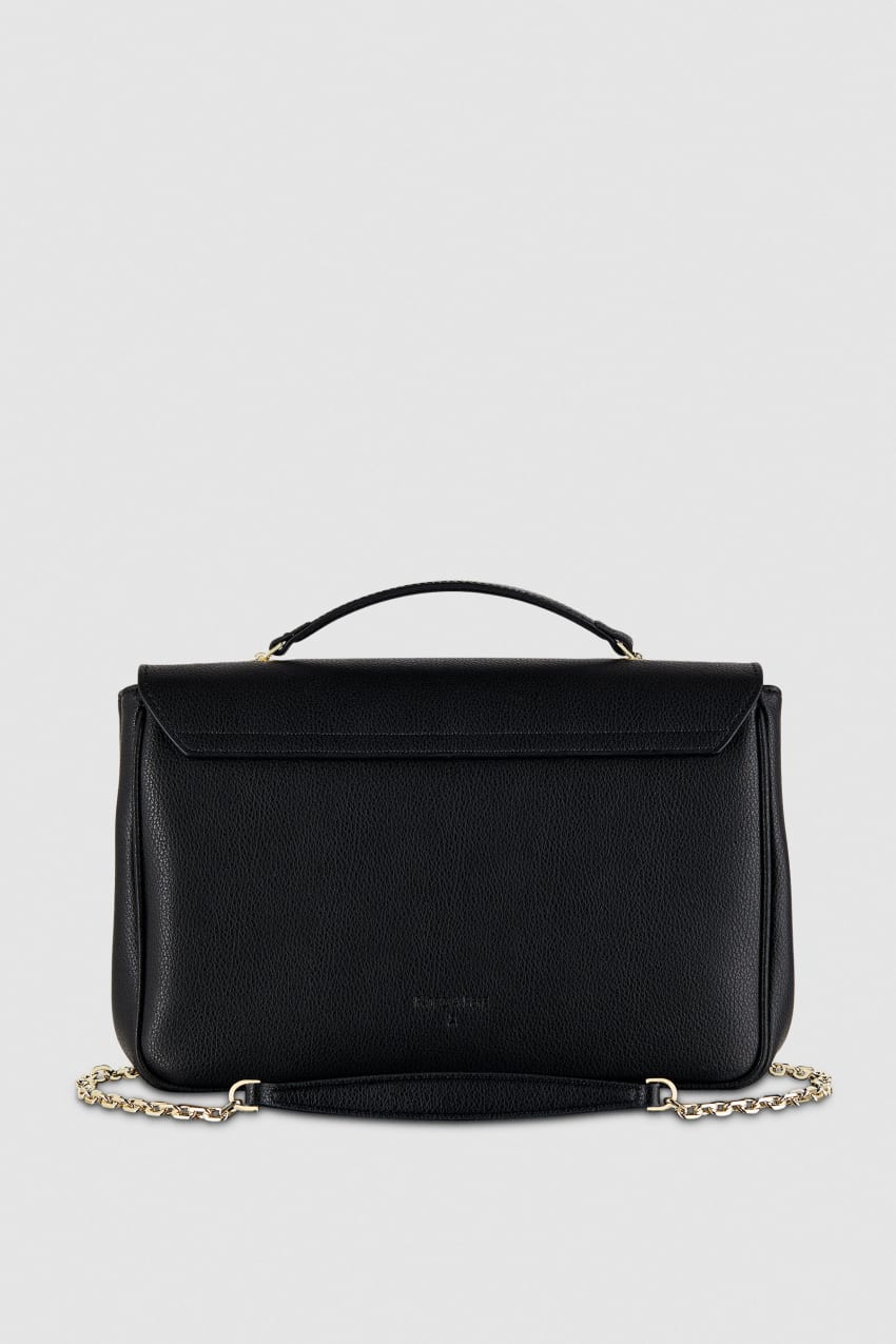 Patrizia Pepe Fly Leather Shoulder Bag With Chain Fekete | VQFPL8769