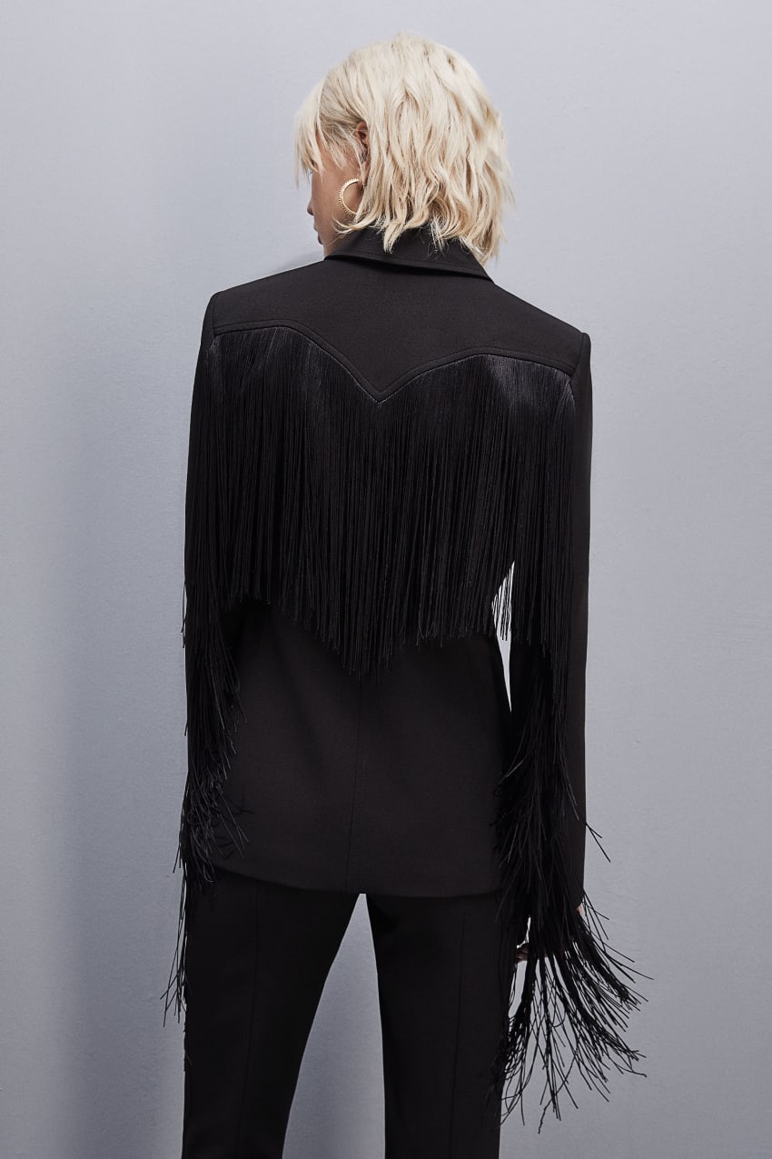 Patrizia Pepe Fringed Jacket Fekete | AGIOQ6154