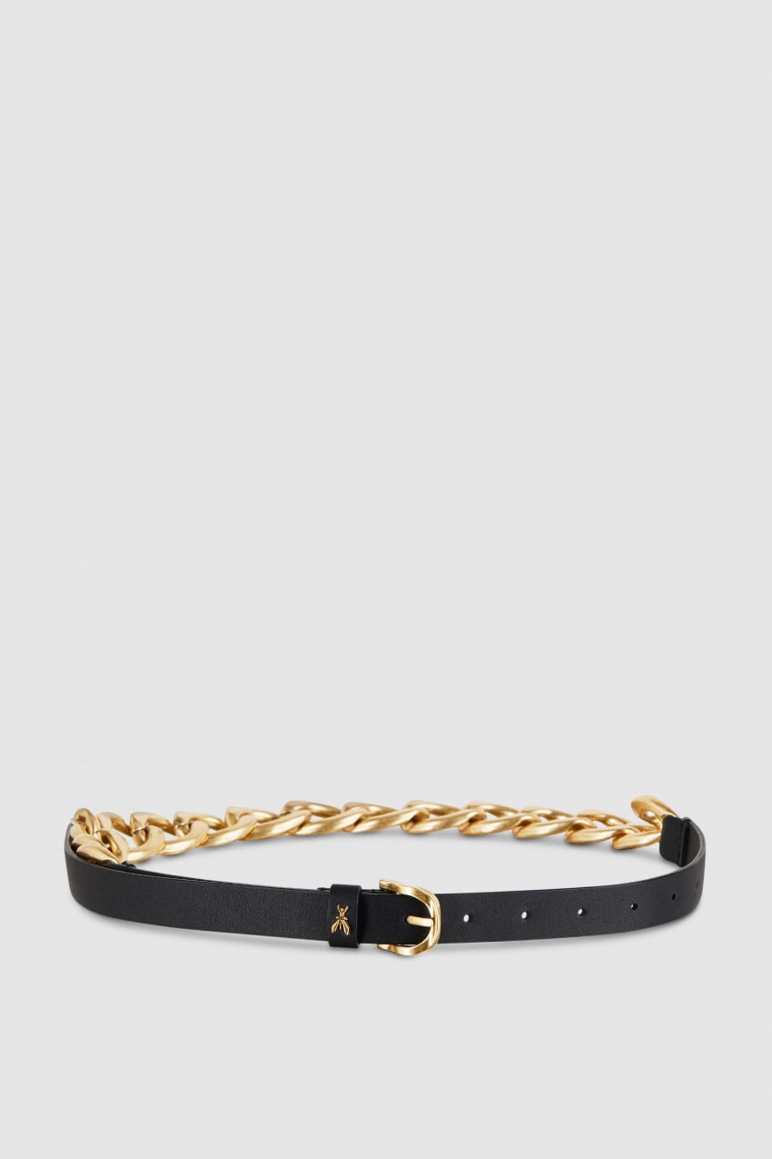 Patrizia Pepe Golden Maxi Chain Belt Fekete | EOGFH4012