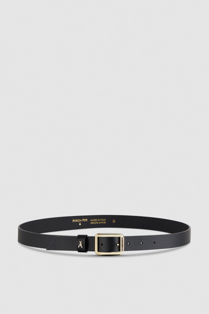 Patrizia Pepe Hammered Leather Low-waist Belt Fekete | YRDOH0637