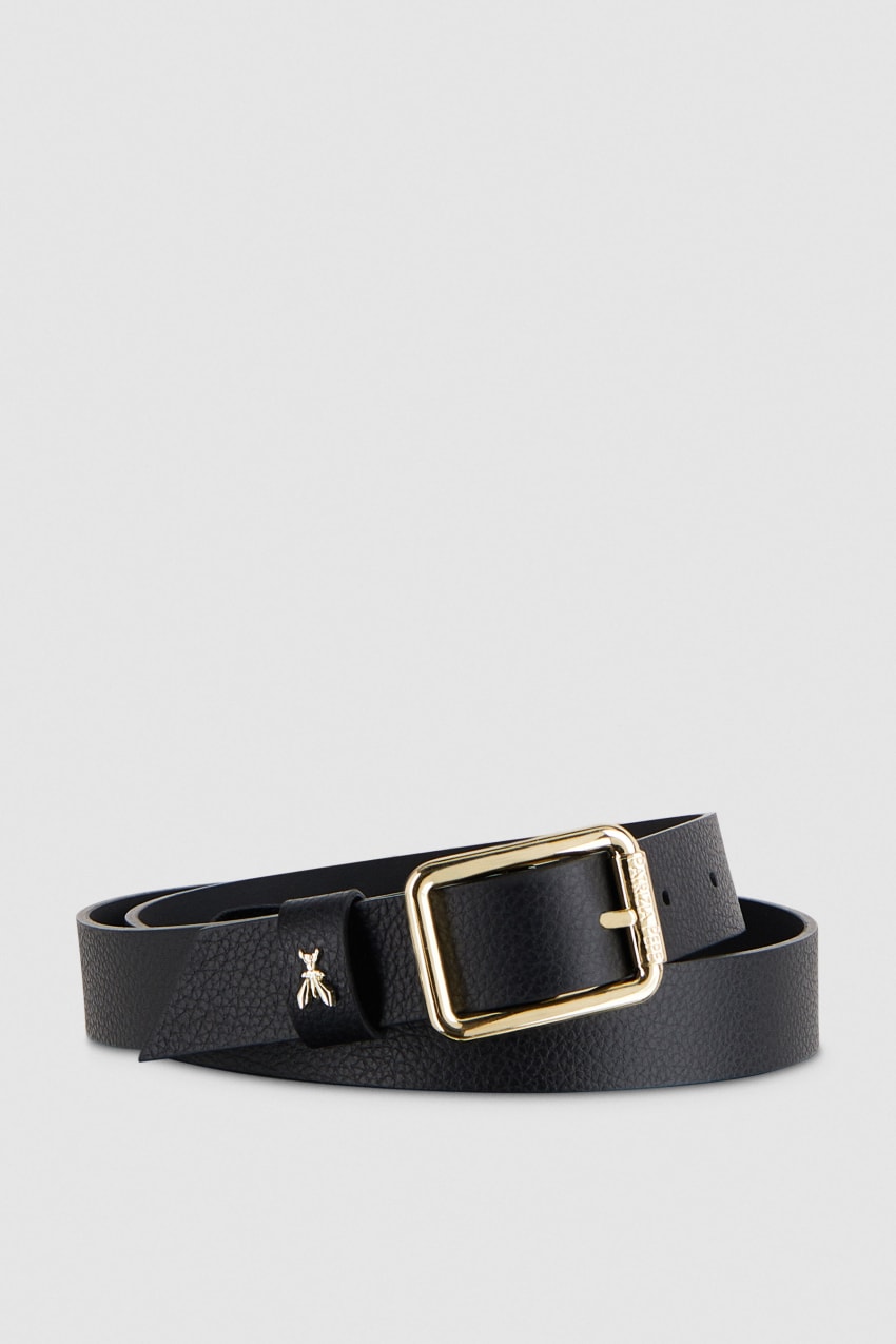 Patrizia Pepe Hammered Leather Low-waist Belt Fekete | YRDOH0637