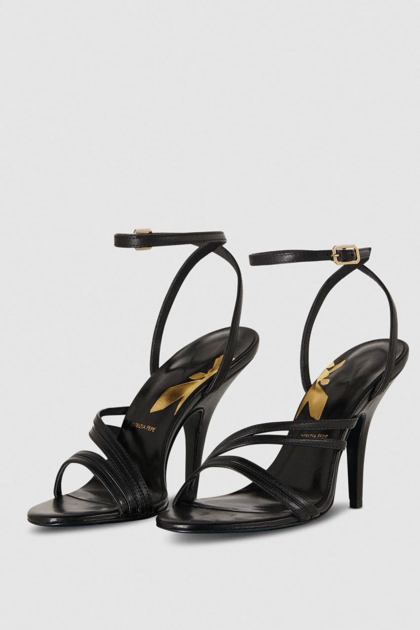 Patrizia Pepe Heeled Leather Sandals Fekete | YNAZI2675