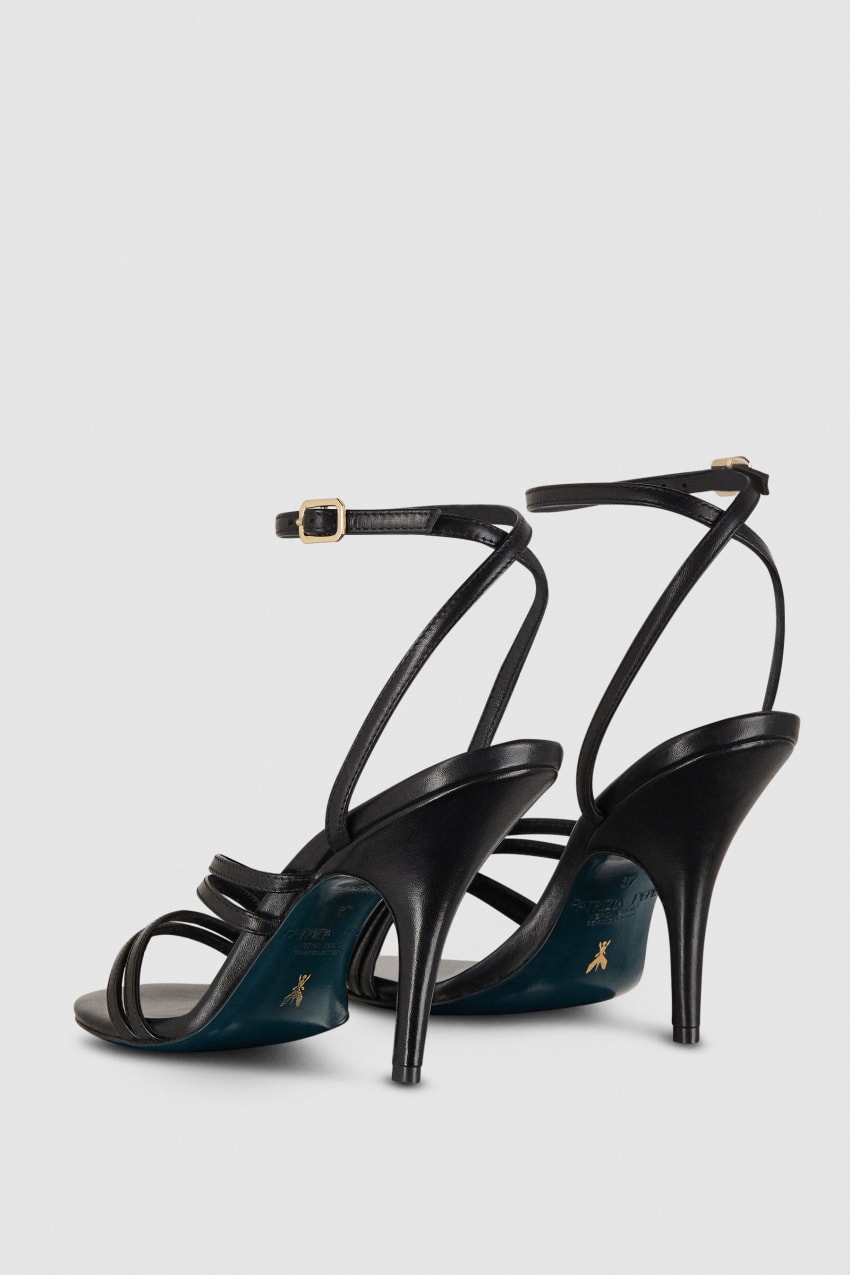 Patrizia Pepe Heeled Leather Sandals Fekete | YNAZI2675