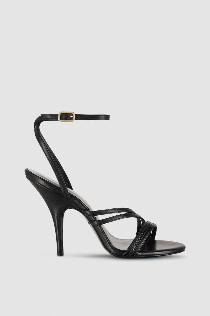 Patrizia Pepe Heeled Leather Sandals Fekete | YNAZI2675