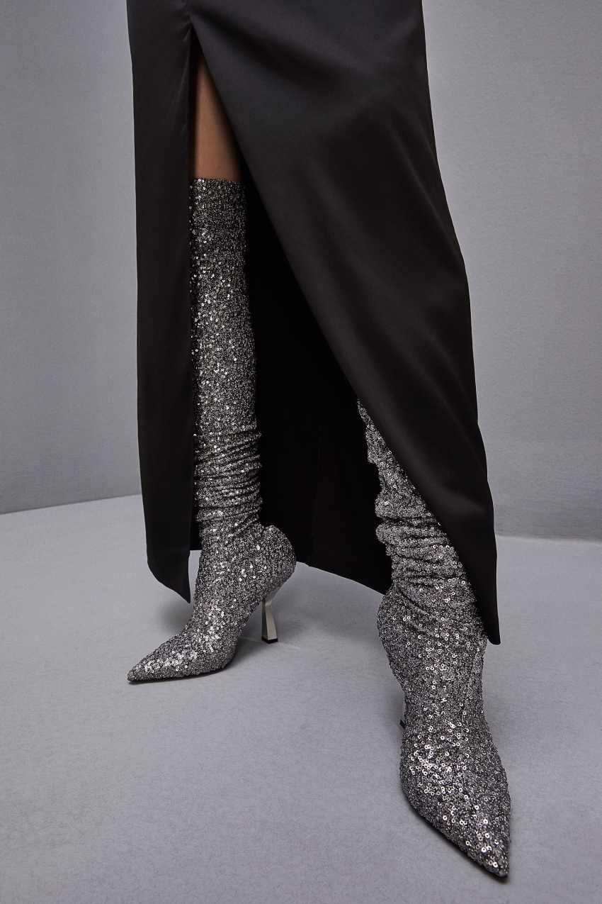 Patrizia Pepe Heeled Sequined Boots S274 | QMTCI5170