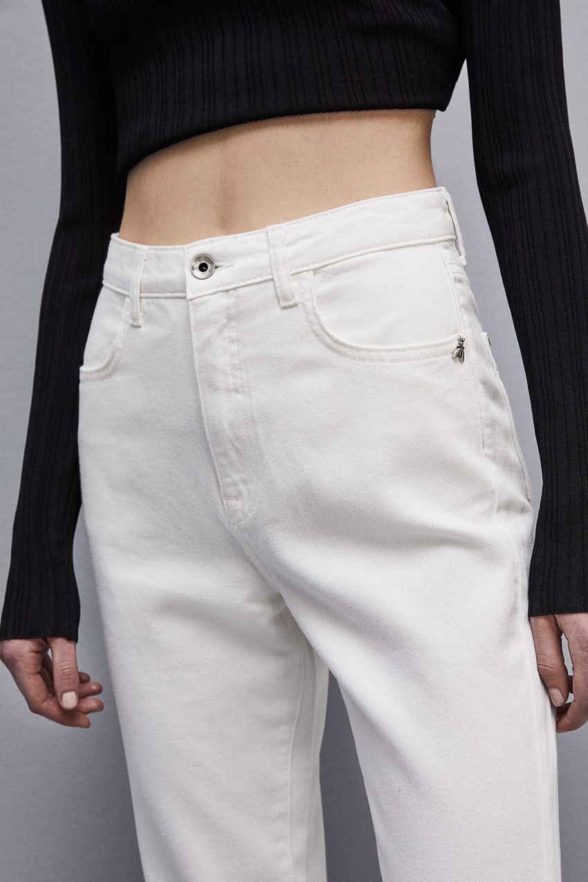 Patrizia Pepe High-waisted Denim Pants Fehér | LYCGH4375