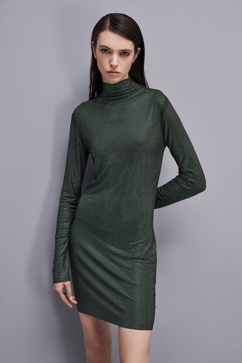 Patrizia Pepe Jersey Dress With Rhinestones Zöld | XOZTW9015