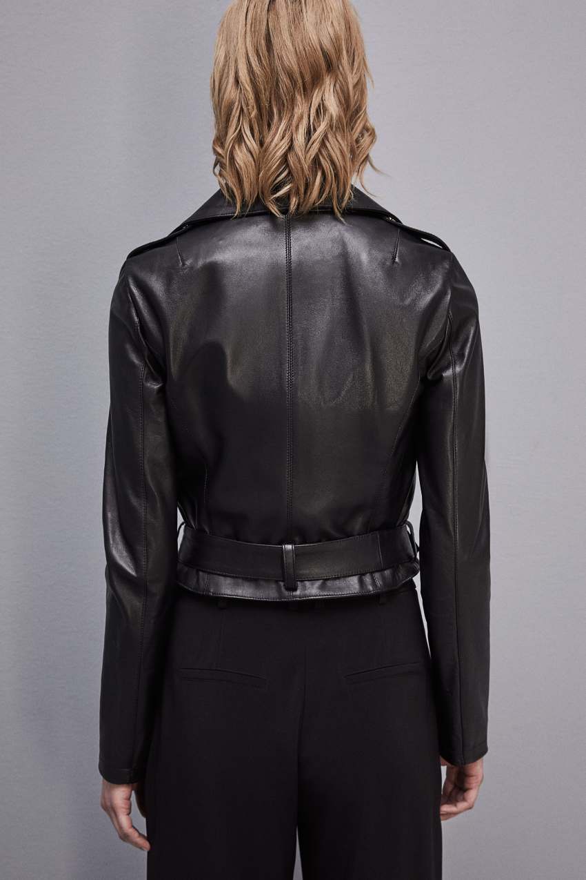 Patrizia Pepe Leather Biker Jacket Fekete | ZLEKQ0872