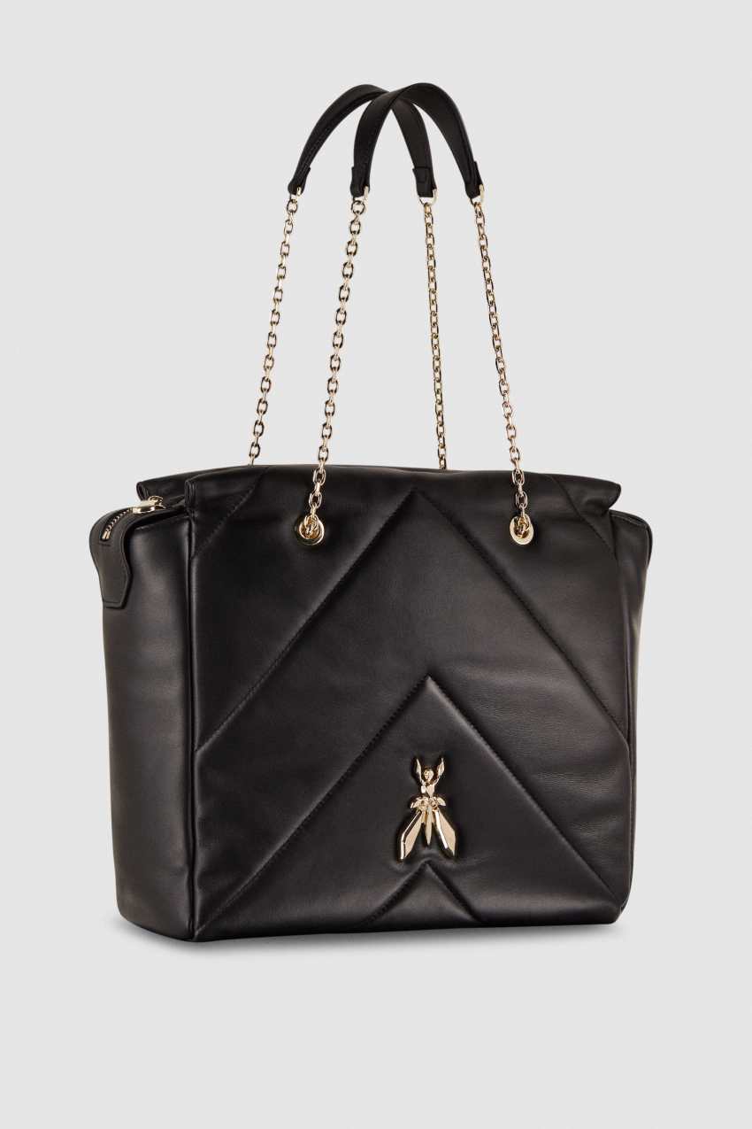 Patrizia Pepe Leather Bucket Bag With Zipper Fekete | XCVFU8435