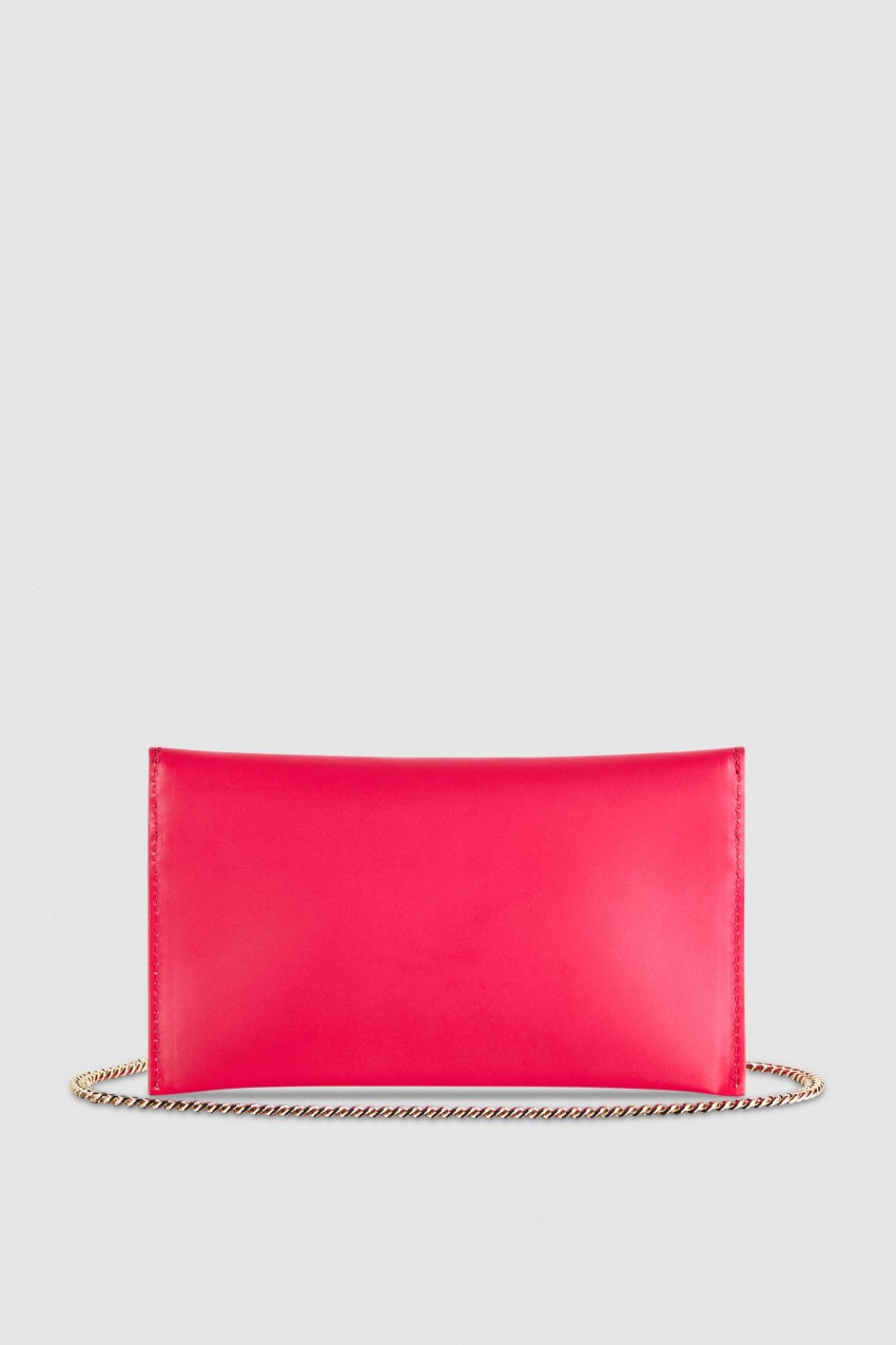 Patrizia Pepe Leather Clutch Bag With Chain Shoulder Strap Rózsaszín | DXWPN2905