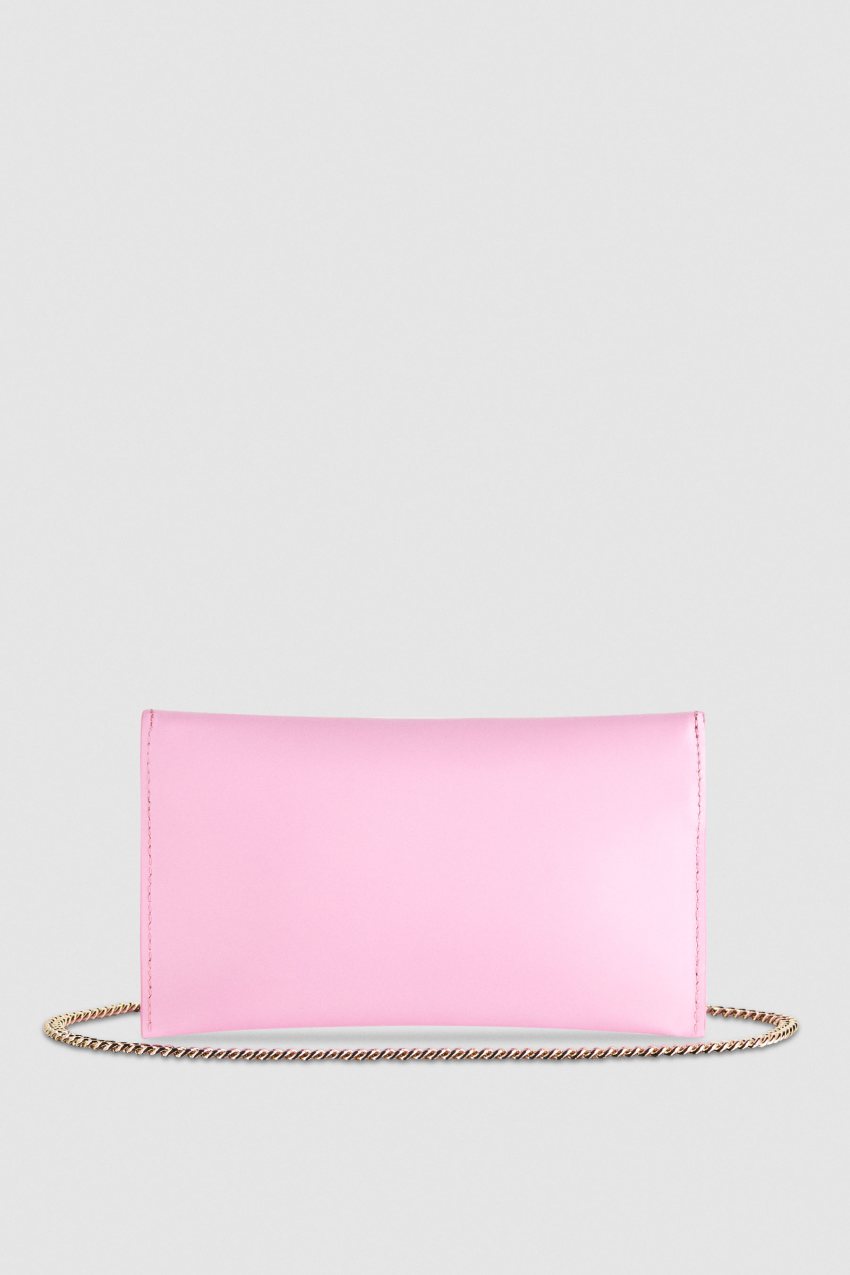 Patrizia Pepe Leather Clutch Bag With Chain Shoulder Strap Rózsaszín | OCXMN4780