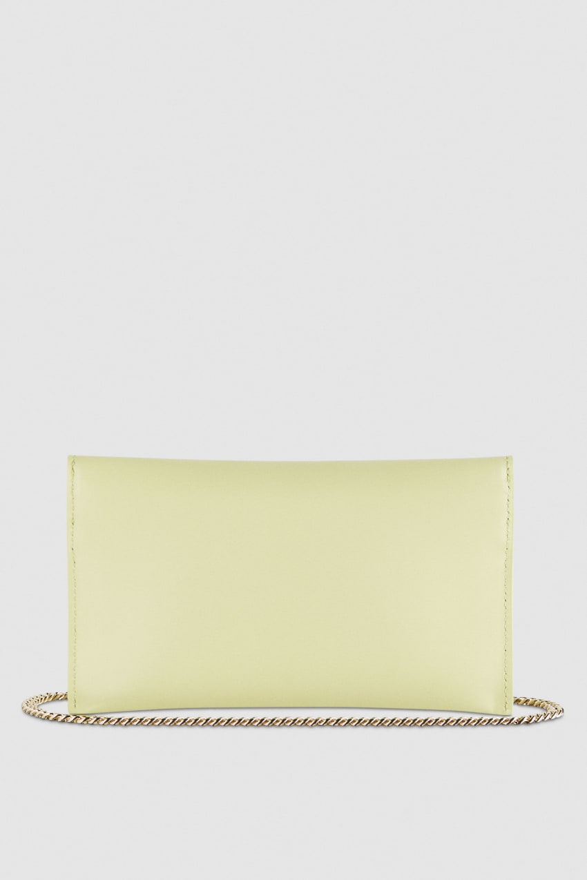 Patrizia Pepe Leather Clutch Bag With Chain Shoulder Strap Sárga | XKDBP9341