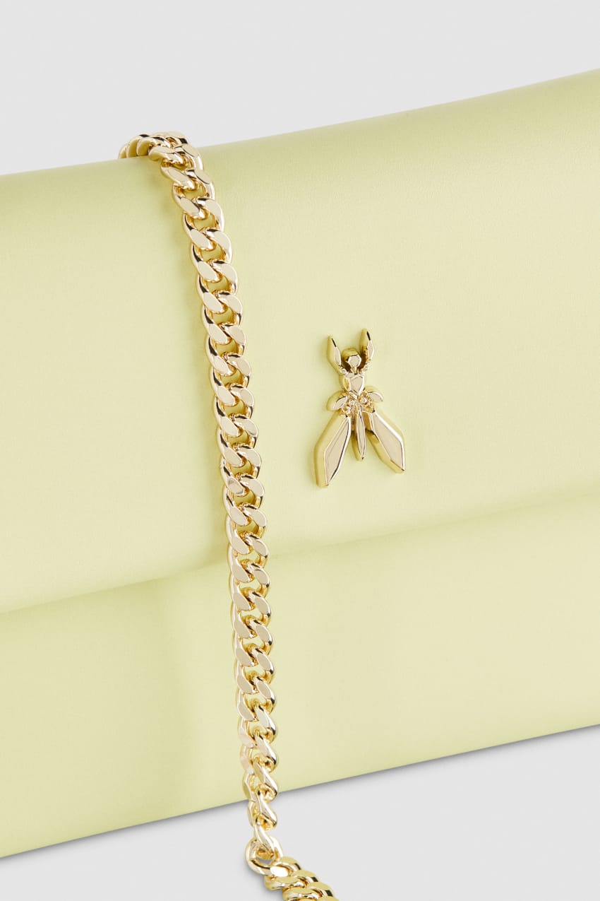 Patrizia Pepe Leather Clutch Bag With Chain Shoulder Strap Sárga | XKDBP9341